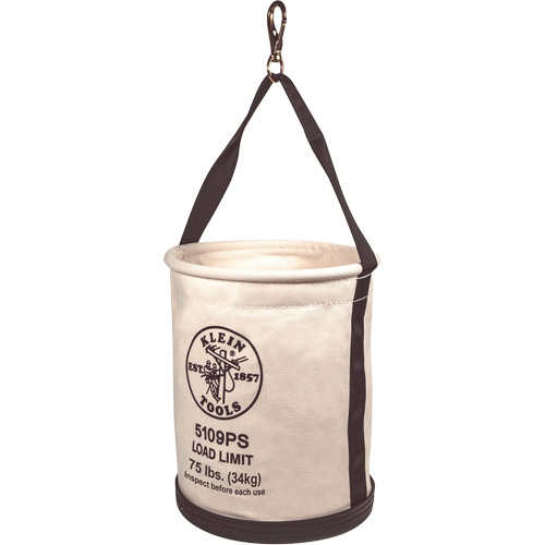 Canvas Bucket, Wide Straight-Wall with Pocket, Canvas, 12" Dia. x 15" H, 75 lbs. Load Rating Nuna Depot Inc.