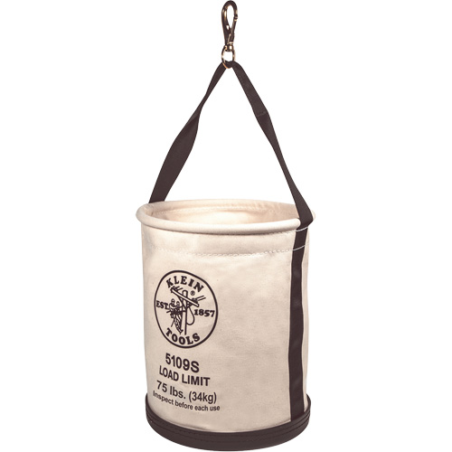 Canvas Bucket, Straight Wall with Swivel Snap and Drain Holes, Canvas, 12" Dia. x 15" H, 75 lbs. Load Rating Nuna Depot Inc.