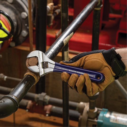 Extra-Wide Jaw Adjustable Wrench, 8" L, 1-1/2" Max Width, Plain Nuna Depot Inc.
