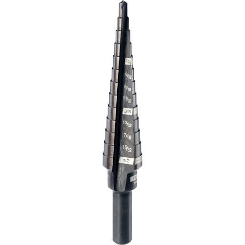 #1 Step Drill Bit, 1/8" - 1/2" , 1/32" Increments, High Speed Steel Nuna Depot Inc.