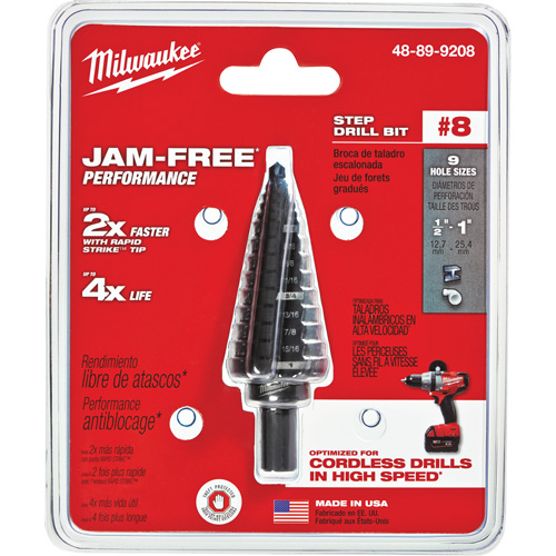 Foret &eacute;tag&eacute; no 8, 1/2" - 1", Incr&eacute;ments de 1/16", Acier rapide Nuna Depot Inc.