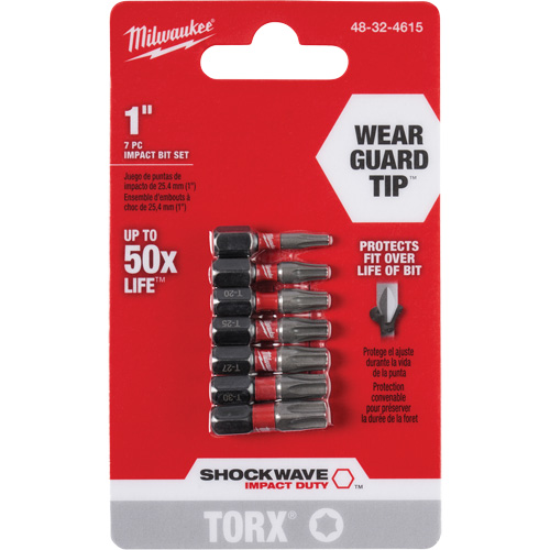 Jeu d'embouts Shockwave 1" Impact Duty, 7 Mcx, Torx Nuna Depot Inc.