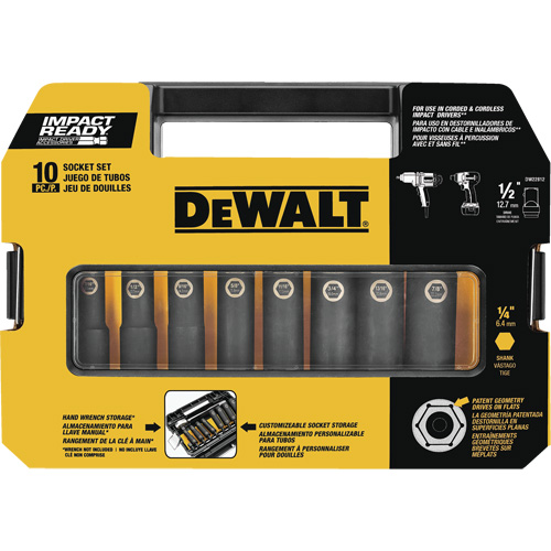 Jeu de douilles Ready, 10 Mcx, Chocs, Prise de 1/2" Nuna Depot Inc.