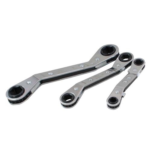 Jeu de cl&eacute;s &agrave; cliquet d&eacute;cal&eacute;e, Cl&eacute; polygonale, 3 morceaux, M&eacute;trique Nuna Depot Inc.
