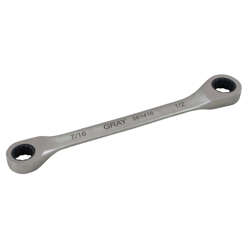 Double Box End Gear Ratcheting Wrench, 12 Point, 7/16" x 1/2", Plain Finish Nuna Depot Inc.