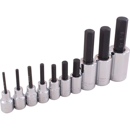 Hex Head Socket Set, Hex, 1/2"/3/8" Drive, 10 Pcs Nuna Depot Inc.