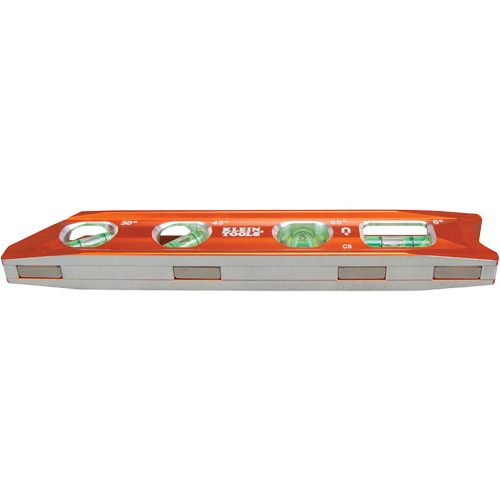 Torpedo Billet Level, 8" L, Aluminum, 4 Vials, Magnetic Nuna Depot Inc.