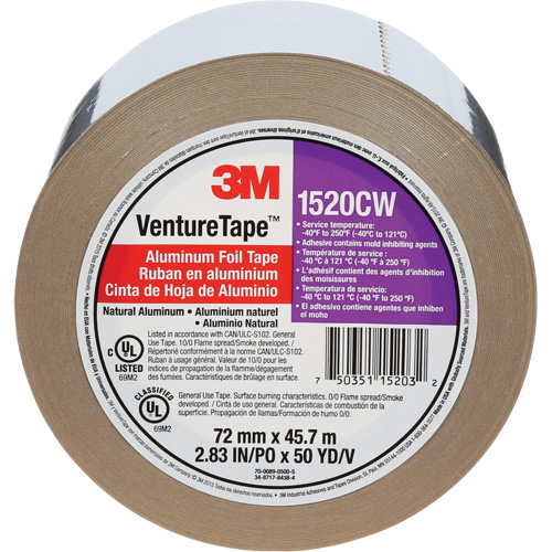 Venture Tape Aluminum Foil Tape, 1.8 mils Thick, 72 mm (3") x 45.7 m (150') Nuna Depot Inc.