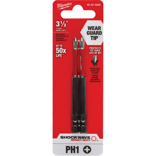 Shockwave Impact Duty Screwdriver Bit, Phillips, #1 Tip, 1/4" Drive Size, 3-1/2" Length Nuna Depot Inc.