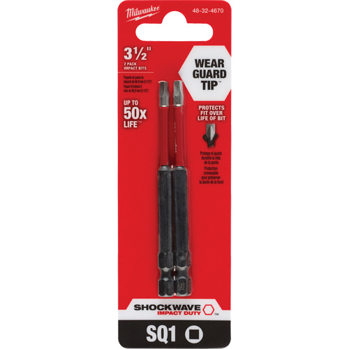 Embout de tournevis Shockwave Impact Duty, Carr&eacute;e, Embout #1, Prise 1/4", Longueur 3-1/2" Nuna Depot Inc.