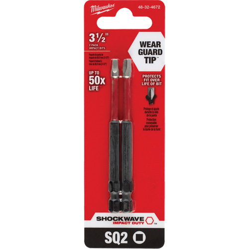 Embout de tournevis Shockwave Impact Duty, Carr&eacute;e, Embout #2, Prise 1/4", Longueur 3-1/2" Nuna Depot Inc.