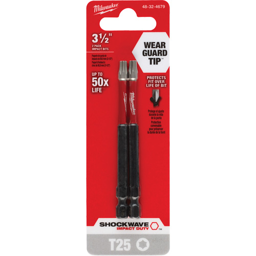 Embout de tournevis Shockwave Impact Duty, Torx, Embout T-25, Prise 1/4", Longueur 3-1/2" Nuna Depot Inc.