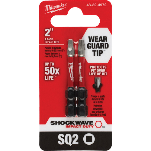 Shockwave Impact Duty Screwdriver Bit, Square, #2, 1/4" Drive Nuna Depot Inc.
