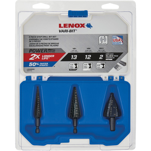 Step Drill Bit Set, 3 Pieces, High Speed Steel Nuna Depot Inc.