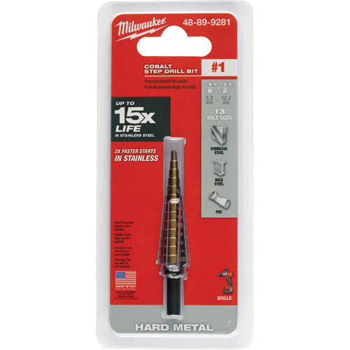 Foret &eacute;tag&eacute;, 1/8"/#1 - #1/1/2", Incr&eacute;ments de 1/32", Acier rapide au cobalt Nuna Depot Inc.