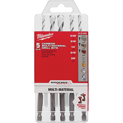 Shockwave Multi-Material Drill Bit Set, 5 Pieces, Carbide Nuna Depot Inc.