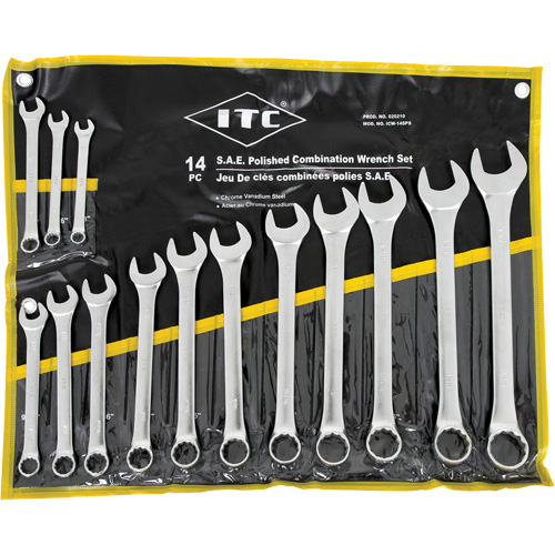 ICW-14PS Polished Wrench Set, Combination, 14 Pieces, Imperial Nuna Depot Inc.