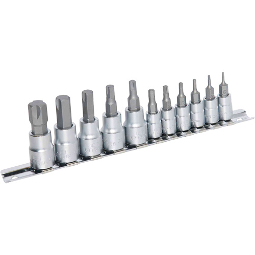 JHBS-11M Hextractor Metric Bit Socket Set, Hex, 1/4"/3/8" Drive, 11 Pcs Nuna Depot Inc.