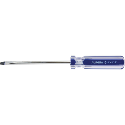 Tournevis &agrave; fente bleu transparent avec bandes, Tige de 3/16", Ronde, Prise en Plastique Nuna Depot Inc.