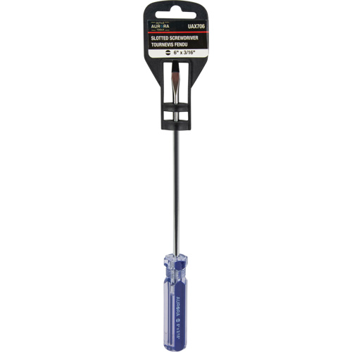 Tournevis &agrave; fente bleu transparent avec bandes, Tige de 3/16", Ronde, Prise en Plastique Nuna Depot Inc.