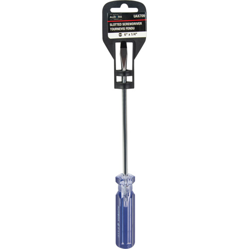 Tournevis &agrave; fente bleu transparent avec bandes, Tige de 1/4", Ronde, Prise en Plastique Nuna Depot Inc.