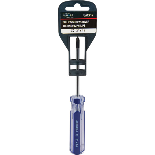 Tournevis Philips bleu transparent avec bandes, #1, Prise Plastique Nuna Depot Inc.