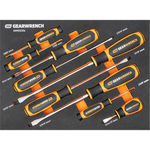 Slotted Dual Material Screwdriver Set in Foam Storage Tray, 9 Pcs. Nuna Depot Inc.