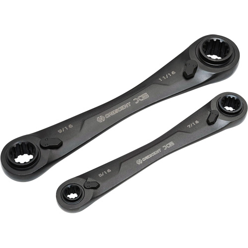 X6 4-in-1 Black Oxide Spline Ratcheting SAE Wrench Set, 2 Pieces, Imperial Nuna Depot Inc.