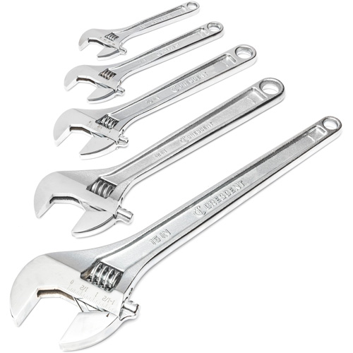 Chrome Wrench Set, Adjustable, 5 Pieces, Imperial and Metric Nuna Depot Inc.