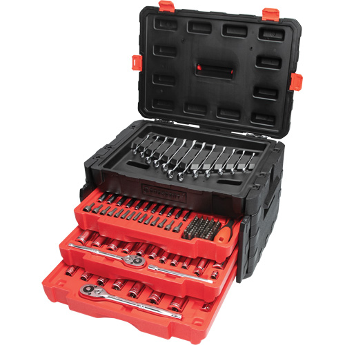 Jeu d'outils manuels pour m&eacute;canicien 1/4", 3/8" & 1/2" avec mallette de transport &agrave; 3 tiroirs Nuna Depot Inc.