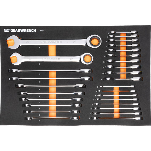 Jeu d'outils m&eacute;triques pour m&eacute;canicien MEGAMOD dans des plateaux en mousse modulaire avec armoire roulante &agrave; outils, 358 morcea Nuna Depot Inc.