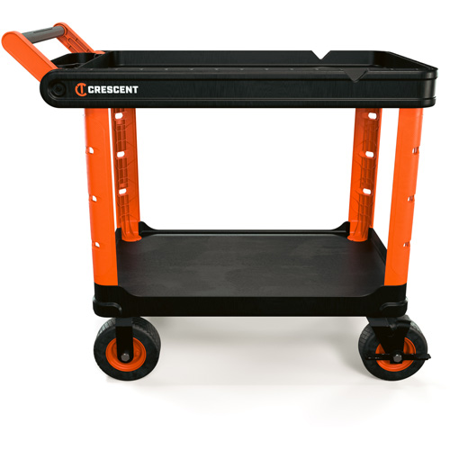 RAILWORKS 2-Shelf Industrial Utility Cart with 8" Casters, 47" L x 24-1/2" W x 37-4/5" H, Black/Orange Nuna Depot Inc.