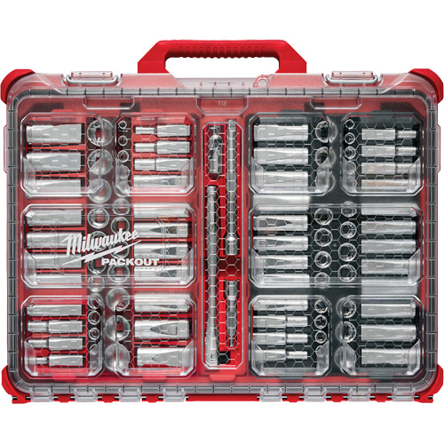 Jeu de cliquets et douilles m&eacute;triques/SAE avec organisateur PACKOUT &agrave; profil bas, 98 Mcx, Prise de 3/8" Nuna Depot Inc.