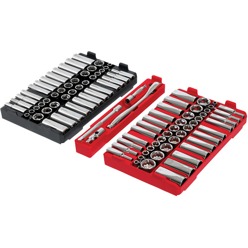 Jeu de cliquets et douilles m&eacute;triques/SAE avec organisateur PACKOUT &agrave; profil bas, 98 Mcx, Prise de 3/8" Nuna Depot Inc.