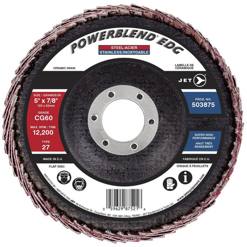 POWERBLEND EDG Curved Edge Flap Disc, 5" x 7/8", Type 27, CG60 Grit, Ceramic Nuna Depot Inc.