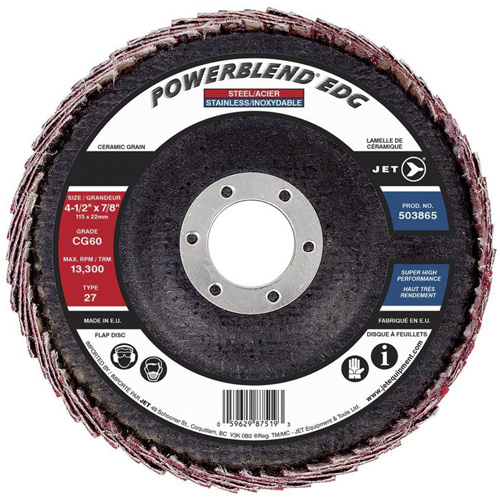 POWERBLEND EDG Flap Disc, 4-1/2" x 7/8", Type 27, CG60 Grit, Ceramic Nuna Depot Inc.
