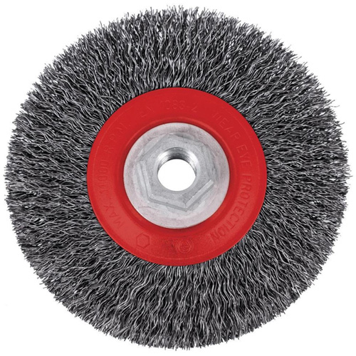 5C14T High Performance Crimped Wire Brush, 5" Dia., 0.014" Fill, 5/8"-11NC Arbor Nuna Depot Inc.
