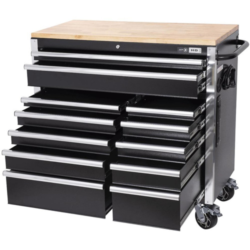HDRC4112 HD Series Roller Cabinet, 12 Drawers, 41" W x 21" D x 40-3/10" H, Black Nuna Depot Inc.