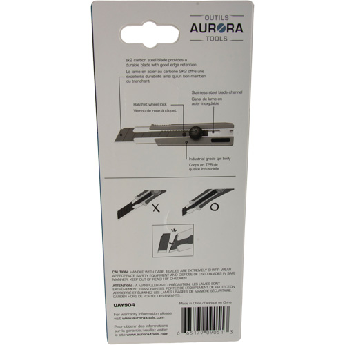 Couteau r&eacute;tractable de 25 mm, Acier inoxydable, Robuste, Prise en Caoutchouc Nuna Depot Inc.