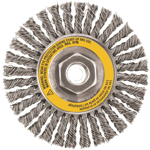 Wheel Brush, 4" Dia., 0.02" Fill, 5/8"-11 Arbor, Stainless Steel Nuna Depot Inc.