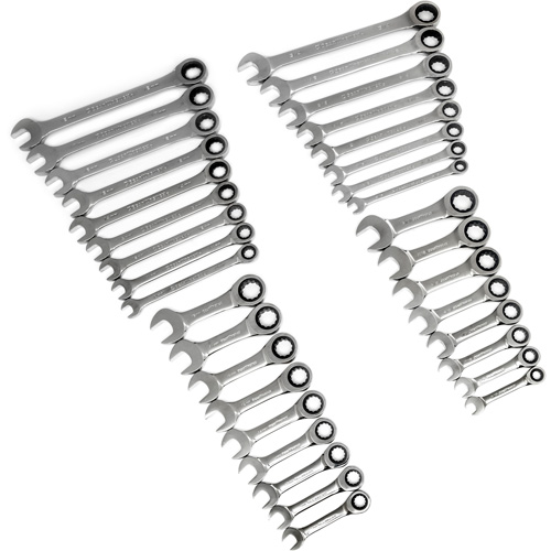 Jeu de cl&eacute;s courtes & standards &agrave; 12 pans et 72 dents, Combinaison &agrave; cliquet, 34 morceaux, Imp&eacute;rial et m&eacute;trique Nuna Depot Inc.