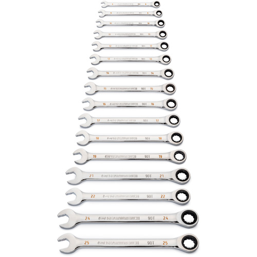 Jeu de cl&eacute;s &agrave; 12 pans et 90 dents, Combinaison &agrave; cliquet, 16 morceaux, M&eacute;trique Nuna Depot Inc.