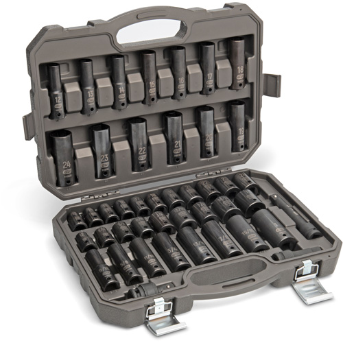 Jeu de douilles SAE/m&eacute;triques &agrave; 6 pans, 44 Mcx, Chocs, Prise de 1/2", Profond Nuna Depot Inc.