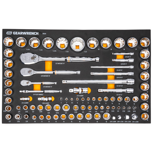 1/4", 3/8" & 1/2" 90-Tooth SAE/Metric Mechanics Tool Set with Foam Storage Tray Nuna Depot Inc.