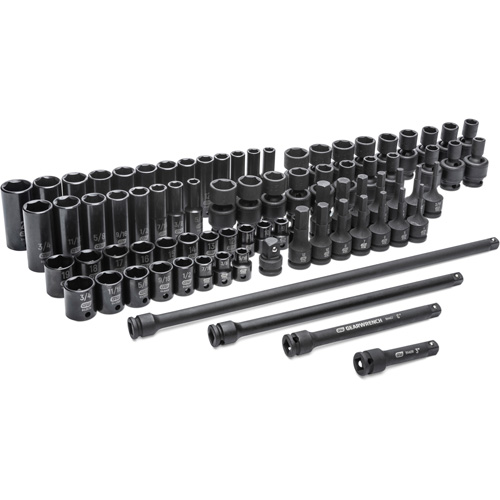 Jeu de douilles maîtresses SAE/m&eacute;triques &agrave; 6 pans, 80 Mcx, Chocs, Prise de 3/8", Profond Nuna Depot Inc.