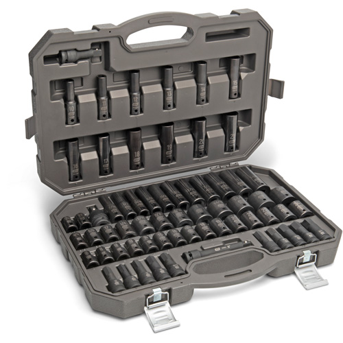 Jeu de douilles maîtresses SAE/m&eacute;triques &agrave; 6 pans, 80 Mcx, Chocs, Prise de 3/8", Profond Nuna Depot Inc.