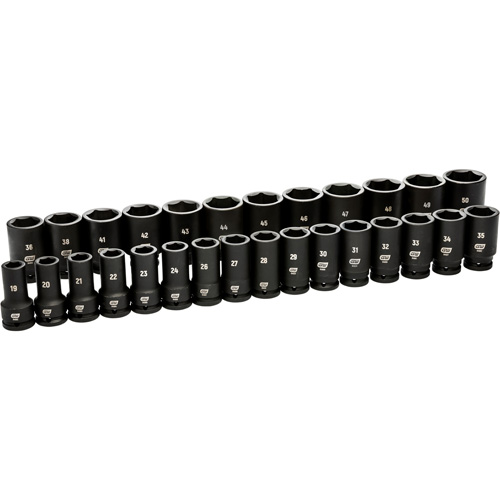 Jeu de douilles m&eacute;triques &agrave; 6 pans, 28 Mcx, Chocs, Prise de 3/4", Profond Nuna Depot Inc.