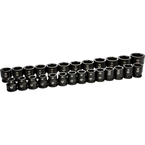 Jeu de douilles m&eacute;triques &agrave; 6 pans, 26 Mcx, Chocs, Prise de 3/4" Nuna Depot Inc.
