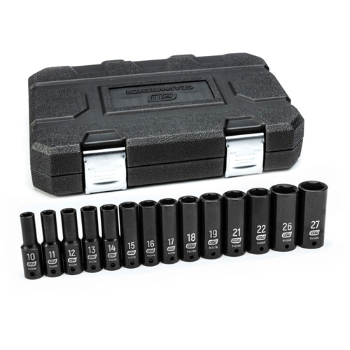 Jeu de douilles m&eacute;triques &agrave; 6 pans, 14 Mcx, Chocs, Prise de 1/2", Profond Nuna Depot Inc.