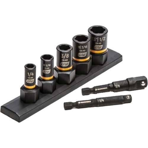 SAE Bolt Biter Extraction Socket Set, 7 Pcs, Impact, 1/4"/3/8" Drive Size Nuna Depot Inc.